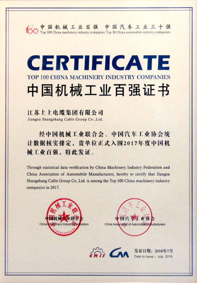 2017中国机械工业百强揭晓  cq9电子官网入口电缆排名23位