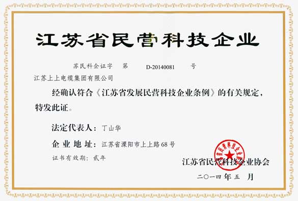 cq9电子官网入口被评为“江苏省民营科技企业”