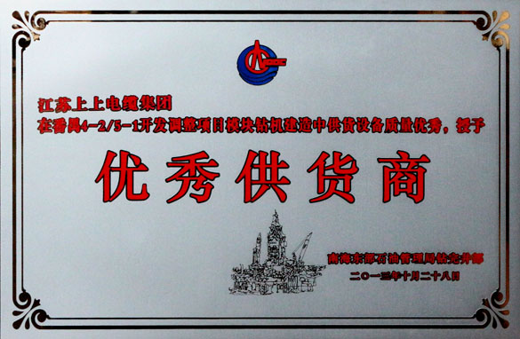 cq9电子官网入口集团被中海石油深圳分公司评为“优异供应商”