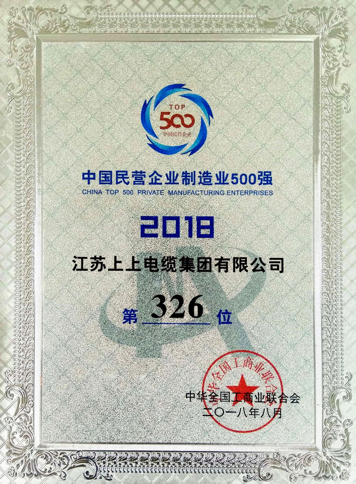 cq9电子官网入口电缆一连八年入围中国民营企业制造业500强